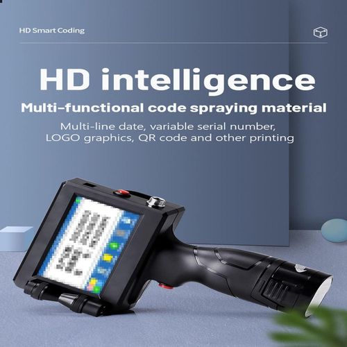 12.7mm Intelligent Handheld Printer Code Qr Code Logo Touch Screen Free Encryption Fast Drying Inkjet Printer for Barcode Production Date Logo Serial Number Variable QR Code Coding Machine Printing Production Date Batch Number- Black