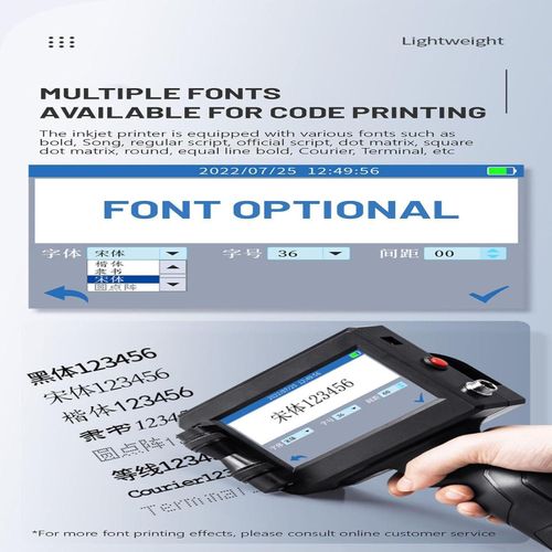 12.7mm Intelligent Handheld Printer Code Qr Code Logo Touch Screen Free Encryption Fast Drying Inkjet Printer for Barcode Production Date Logo Serial Number Variable QR Code Coding Machine Printing Production Date Batch Number- Black
