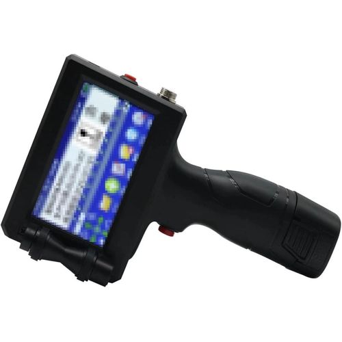 12.7mm Intelligent Handheld Printer Code Qr Code Logo Touch Screen Free Encryption Fast Drying Inkjet Printer for Barcode Production Date Logo Serial Number Variable QR Code Coding Machine Printing Production Date Batch Number- Black