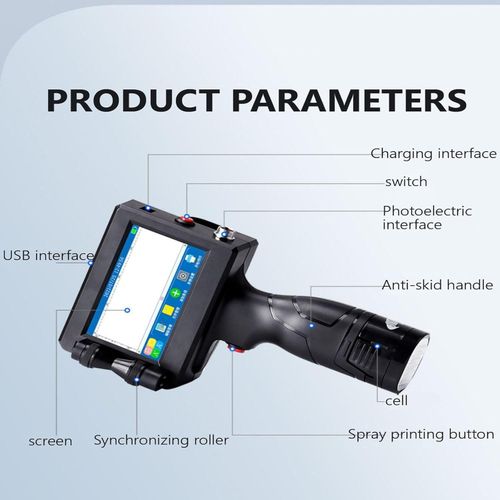 12.7mm Intelligent Handheld Printer Code Qr Code Logo Touch Screen Free Encryption Fast Drying Inkjet Printer for Barcode Production Date Logo Serial Number Variable QR Code Coding Machine Printing Production Date Batch Number- Black