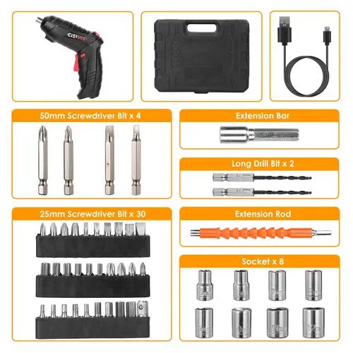 47pcs cordless Drill Electronic screwdriver set Li-lon Battery industrial DIY grade rechargeable