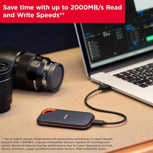 1TB Extreme PRO Portable SSD - Up to 2000MB/s - USB-C, USB 3.2 Gen 2x2, IP65 Water and Dust Resistance, Updated Firmware - External Solid State Drive - SDSSDE81-1T00-G25-Black