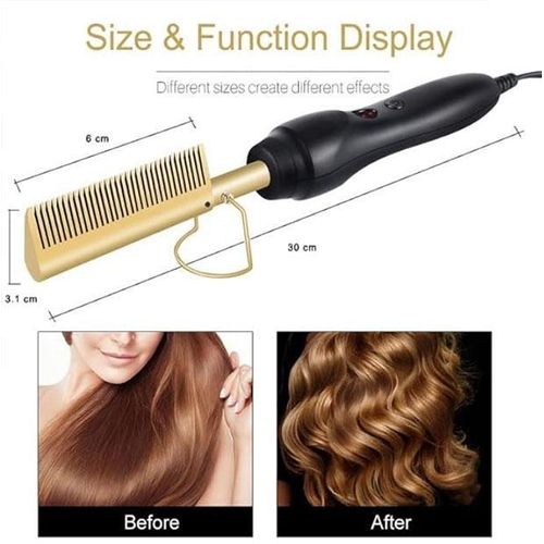 Electric Hot Comb For All Hair Types - Gold.