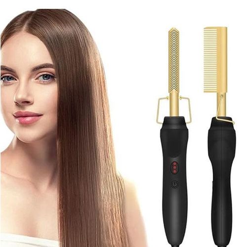 Electric Hot Comb For All Hair Types - Gold.