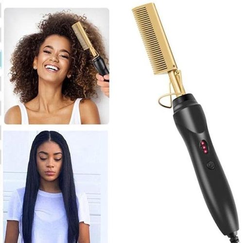 Electric Hot Comb For All Hair Types - Gold.
