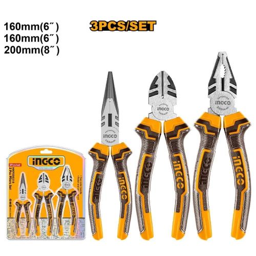 INGCO 3pcs Plier Set HKPS08318 - Black/Orange
