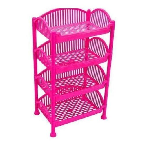 Plastic Trolley 4 Stack for Kitchen-Pink