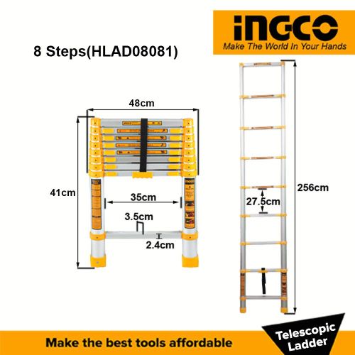INGCO HLAD08081 - Telescopic Ladder - Orange