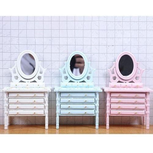 1:12 Miniature Wooden Makeup Table,White HWC