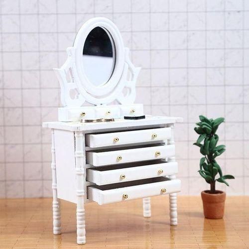 1:12 Miniature Wooden Makeup Table,White HWC