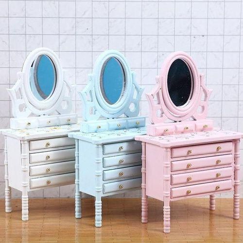 1:12 Miniature Wooden Makeup Table,White HWC