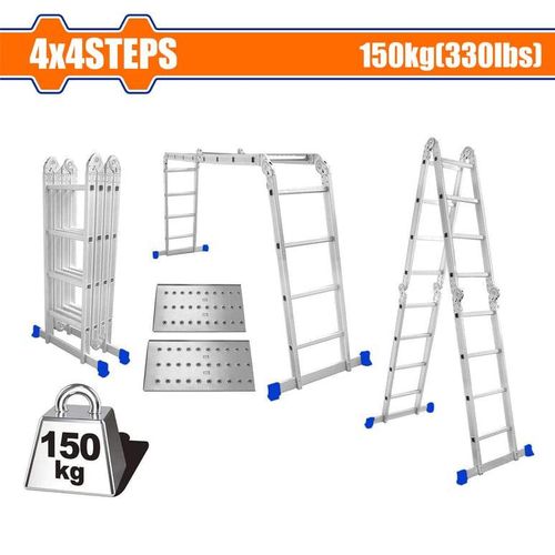 WADFOW 150KG Multi-Purpose Aluminium Ladder WLD7H44 - Silver