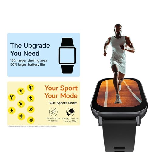 Xiaomi Watch 5 Active Midnight BT Calling with 3 mic ENC 2 Inch HD Screen HyperOS connectivity Metal body 18 days of Battery Life 200 Watch Faces IPX8 rating 140 Sports Modes Heart Rate Period Cycle Monitor