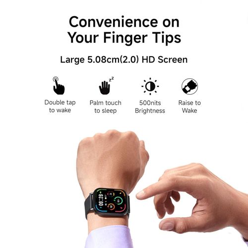 Xiaomi Watch 5 Active Midnight BT Calling with 3 mic ENC 2 Inch HD Screen HyperOS connectivity Metal body 18 days of Battery Life 200 Watch Faces IPX8 rating 140 Sports Modes Heart Rate Period Cycle Monitor