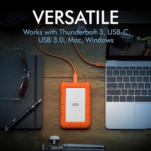 Rugged USB-C 2TB External Hard Drive Portable HDD – USB 3.0 compatible, Drop Shock Dust Rain Resistant, for Mac and PC Computer Desktop Workstation Laptop, 1 Month Adobe CC (STFR2000800) -Orange