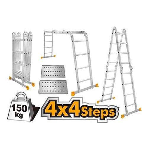 INGCO Multi-Purpose Aluminum Ladder (4x4 Steps) HLAD04441 - Silver