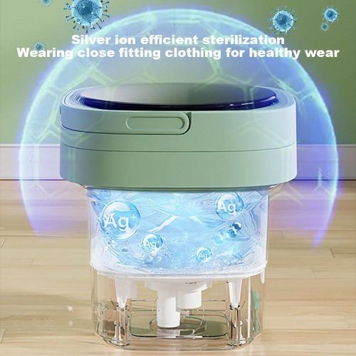 6.5L Silicone Foldable Washing Machine, Portable Low Noise Electric Collapsible Washing Machine, Mini Laundry Machine for Bathroom Travel Camping RV and Laundry