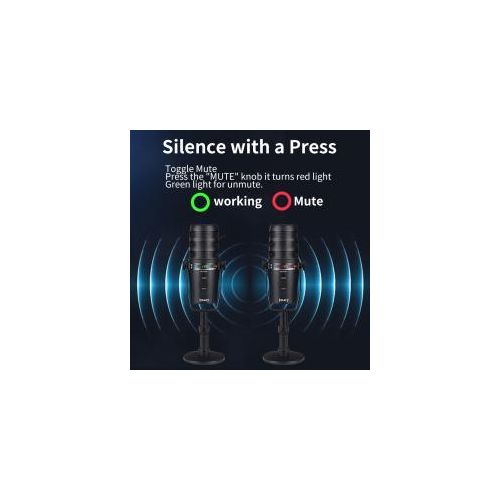 USB Condenser Microphone for Recording, podcasting, Streaming and Gaming. Professional USB/USB-c mic for Computer, Laptop, Phone and Mac, Plug and Play, Cardoid & Bi-Directional Mode- Black