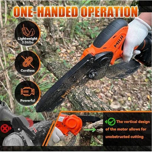 Chainsaw 6 Inch, Portable and Rechargeable -Black