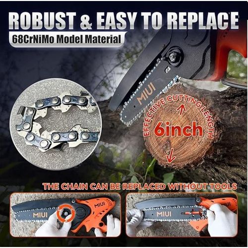 Chainsaw 6 Inch, Portable and Rechargeable -Black