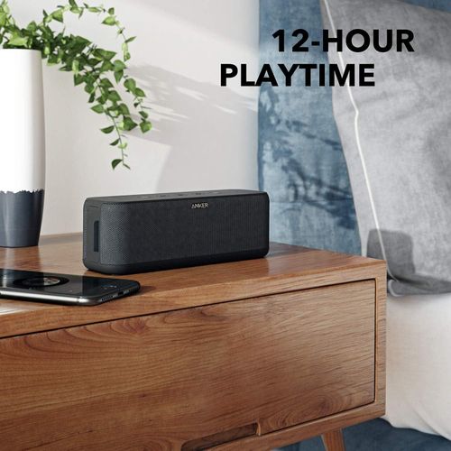 Upgraded Soundcore Boost Bluetooth Speaker with Well-Balanced Sound, BassUp, 12H Playtime, USB-C, IPX7 Waterproof, with Customizable EQ via App, Wireless Stereo Pairing