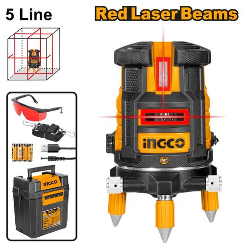 INGCO HLL306505 - Self-Leveling Line Laser(Red Laser Beams) - Orange