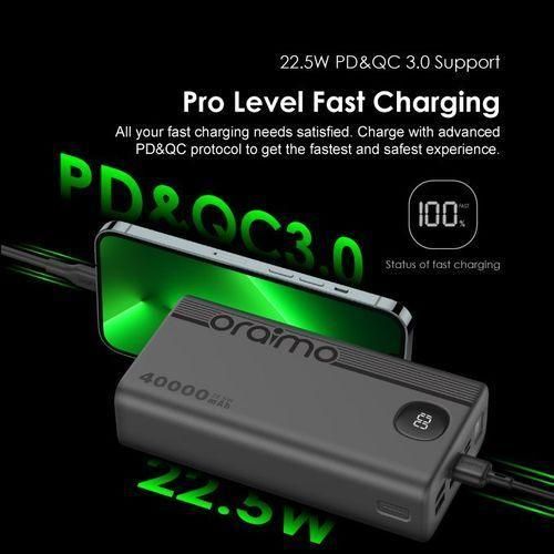40000mAh PowerBox Ultra Charging Power Bank 400 22.5W PD QC 3.0 Ultra-high Capacity- Black