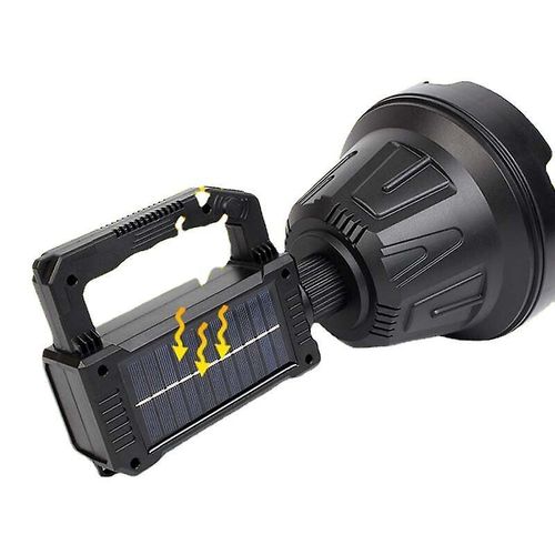 Rechargeable Waterproof Waterproof Outdoor searchlight Super Bright Tactical Handheld Spotlight Flashlight Lantern Type LED Flashlight Handheld Lantern- Black