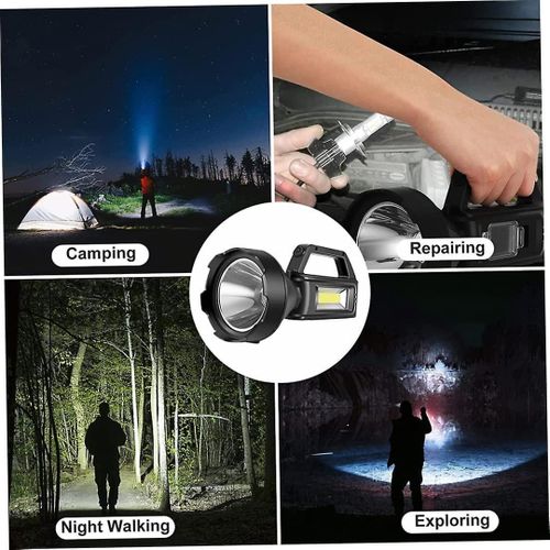 Rechargeable Waterproof Waterproof Outdoor searchlight Super Bright Tactical Handheld Spotlight Flashlight Lantern Type LED Flashlight Handheld Lantern- Black