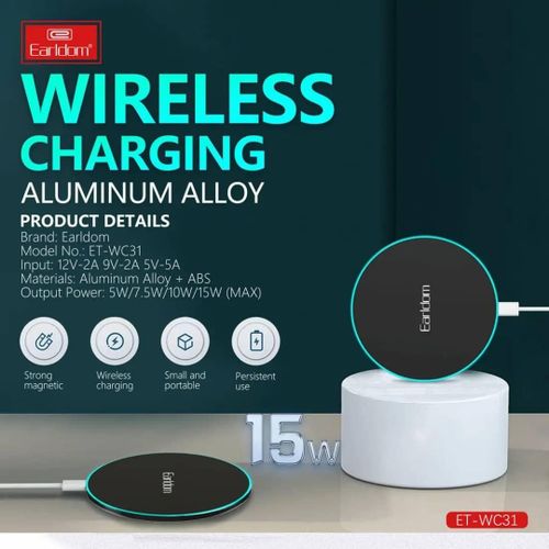 WC31 15W Aluminum Alloy Wireless Charging Pad Stand- Multicolor