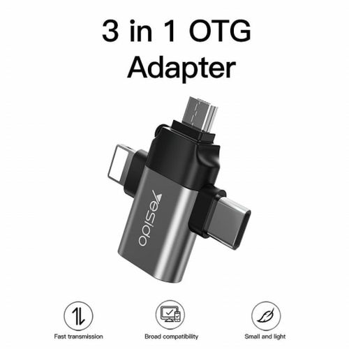 3 In 1 OTG USB 3.0 Super Fast Data Transmission Adapter GS15- Multicolor
