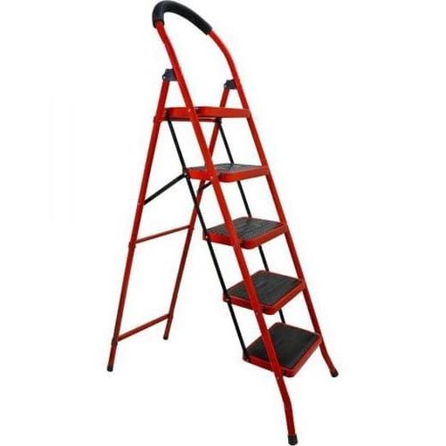 5 Feet Metallic Household Ladder With 5 Steps-Multicolour