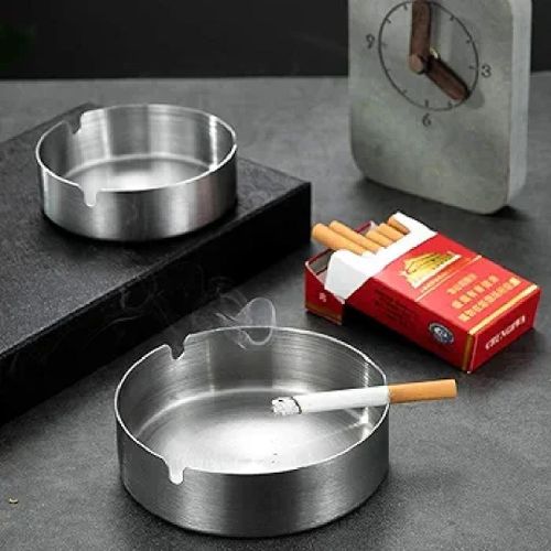 Pack of 2 Cigar Ashtray Round Stainless Steel Cigarette Ashtray Set for Hotel, Restaurant, Outdoors and Indoor