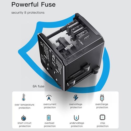 Type-C Ports Multi-function MC10 Universal Travel Adapter Plug 3 USB + 1 USB-C Port