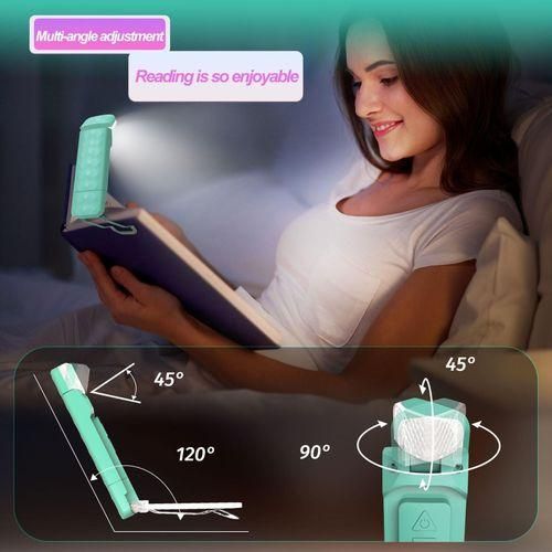 Book Lamp Rechargeable Led Reading Light with Timer 3 Colors Clipon Sky Blue