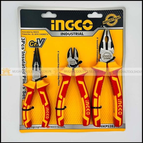 INGCO 3Pcs Insulated Pliers Set - Orange & Red
