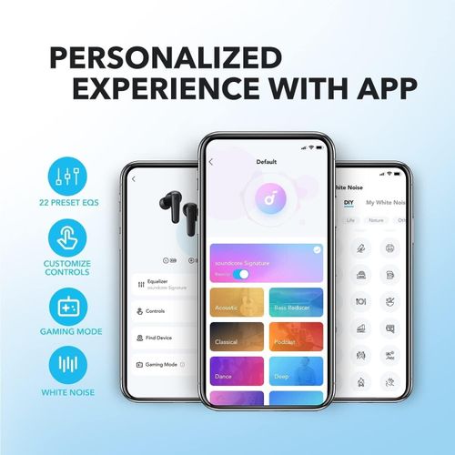 oundcore R50i True Wireless in-Ear Earbuds, TWS with 30H+ Playtime, Clear Calls & High Bass, IPX5-Water Resistant, Soundcore Connect App with 22 Preset EQs, Quick Connectivity, Black Color