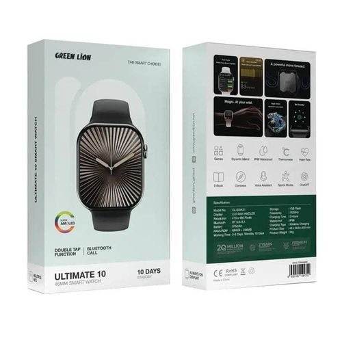 Ultimate 10 46mm Smart Watch with Voice Assistant, Bluetooth Calling, Double Tap Function, Heart Rate Monitoring, 3 Hours Charging Time, 2-3 Days Working Time, Chat GPT -