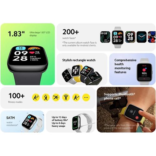 Watch 3 Active Smart Watch Fitness Tracker with 100 Sport Modes, Blood Oxygen Heart Rate Sleep Monitor, Bluetooth Phone Call Watch for iPhone Android- Multicolor