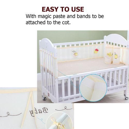 2PCSSET Baby Infant Cot Crib Bumper Safety Protector Toddler Nursery Home Decor Beige