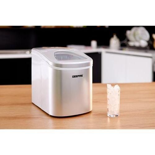 Geepas Ice Cube Maker, Two Sizes, Produces 12Kg In 24 Hours – Container 700G, Water 2.2L, Ecological Gas, Automatic Functioning-Grey