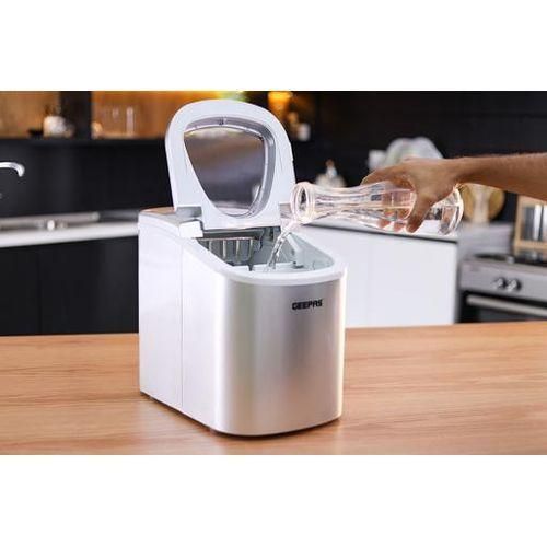 Geepas Ice Cube Maker, Two Sizes, Produces 12Kg In 24 Hours – Container 700G, Water 2.2L, Ecological Gas, Automatic Functioning-Grey