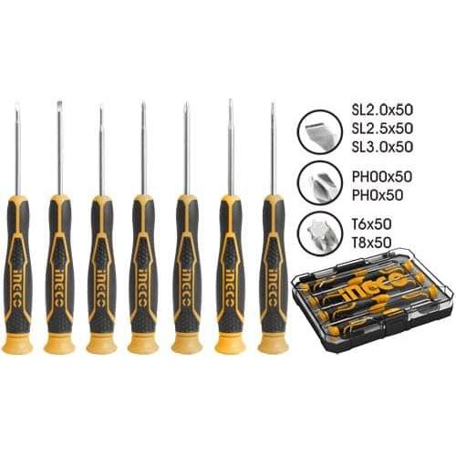 INGCO 7 Pcs Precision Screwdriver Set - Black / Orange