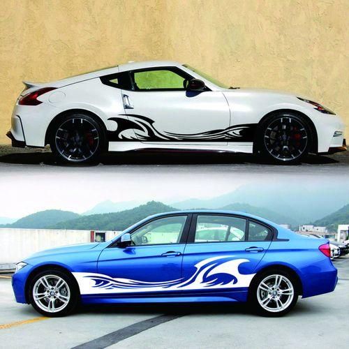 Wave  Graphics Car Body Side Stickers  Stripe Decals For