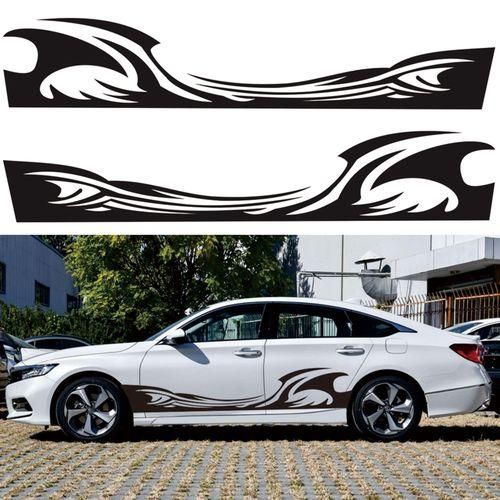 Wave  Graphics Car Body Side Stickers  Stripe Decals For