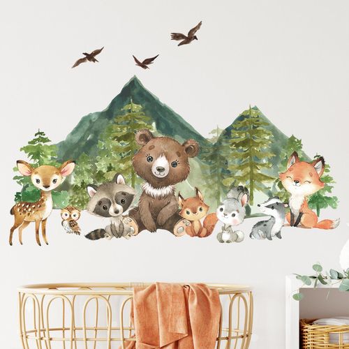 2 Animal Theme Nursery Wall Decal Self Sticky Home
