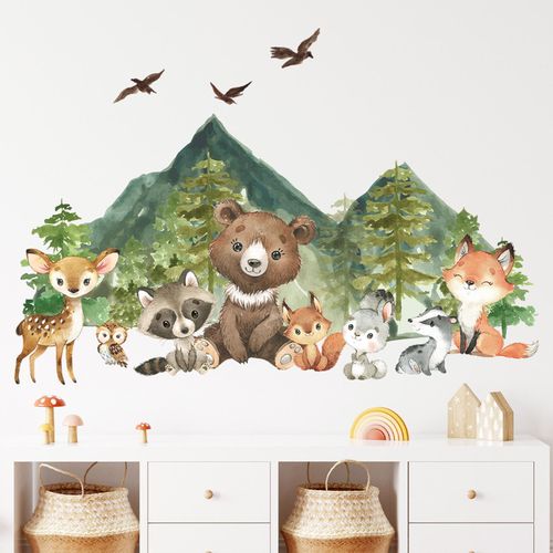 2 Animal Theme Nursery Wall Decal Self Sticky Home