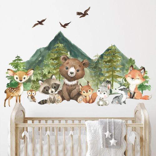 2 Animal Theme Nursery Wall Decal Self Sticky Home