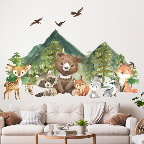2 Animal Theme Nursery Wall Decal Self Sticky Home