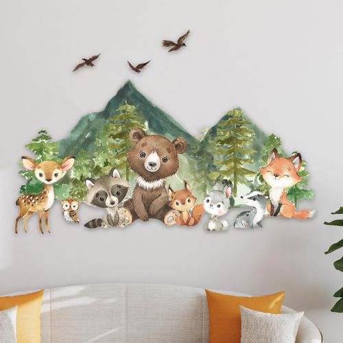 2 Animal Theme Nursery Wall Decal Self Sticky Home